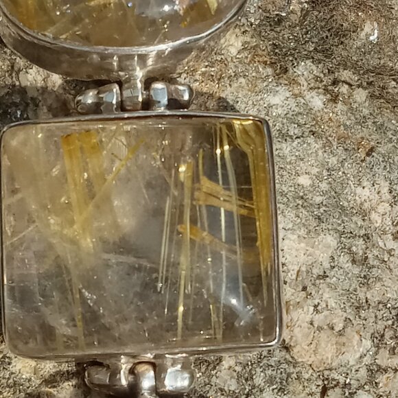 Rutilated Quartz Chunky 925 Bracelet - Picture 3 of 4